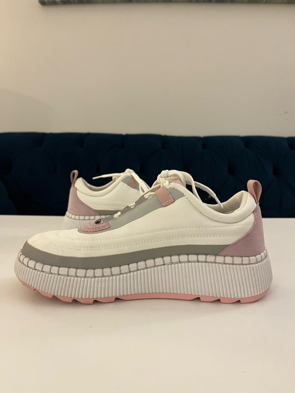 Cougar Women’s Dash Waterproof Suede/Nylon Platform Sneakers - White/Pink/Grey